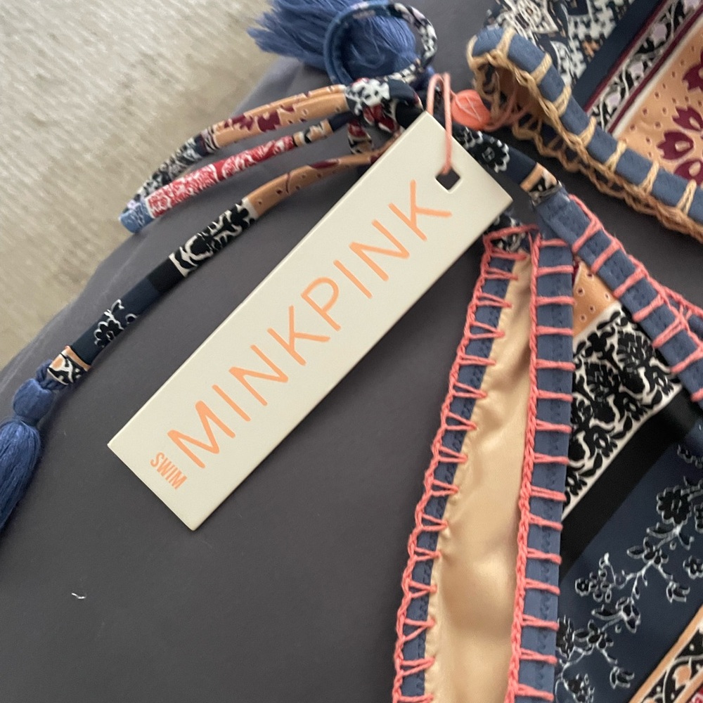 MINKPINK Patchwork Bikini in Red, Blue, and Cream - Picture 3 of 3